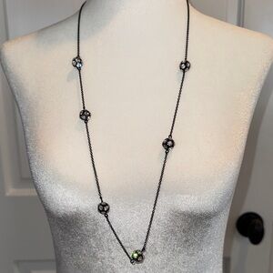 J. Crew Black and Rhine stone Beaded Necklace